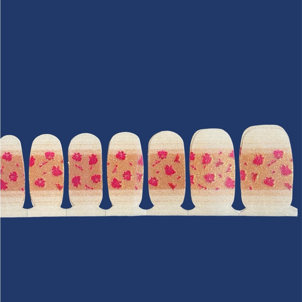 Color Street red floral & champagne glitter Nail Wraps called “Floral Notes”NWT